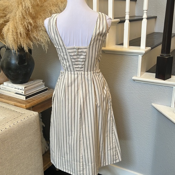 Madewell Cut Out Sides Striped Cotton MIDI Sleeveless Dress Size 2 - Picture 5 of 8